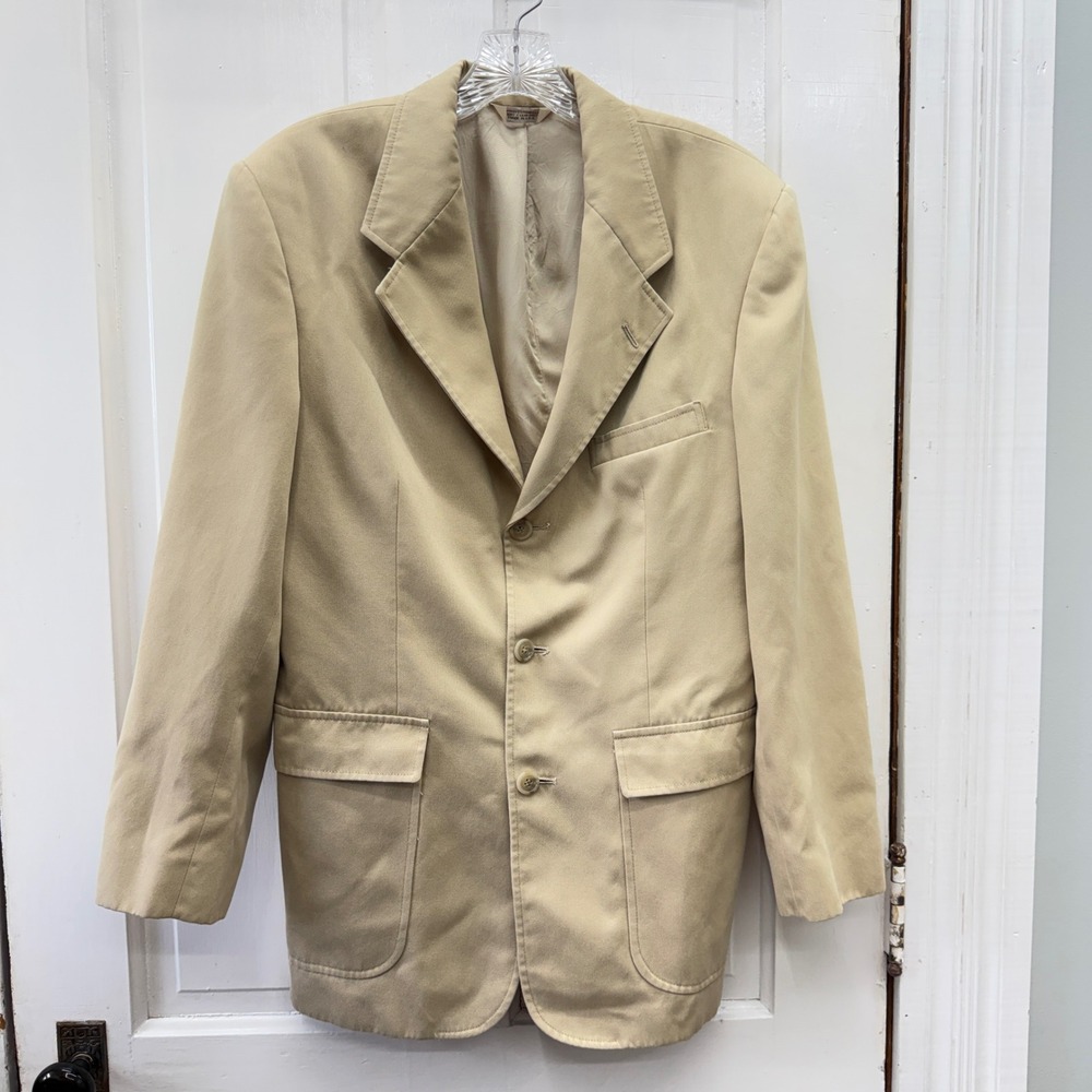 Vintage Orvis 3 Button Blazer Suit Coat 38R 38 Regular Khaki Tan Made USA 1810